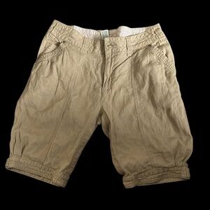 UL Women!’ Linen cargo Tan Shorts Sz 7/8